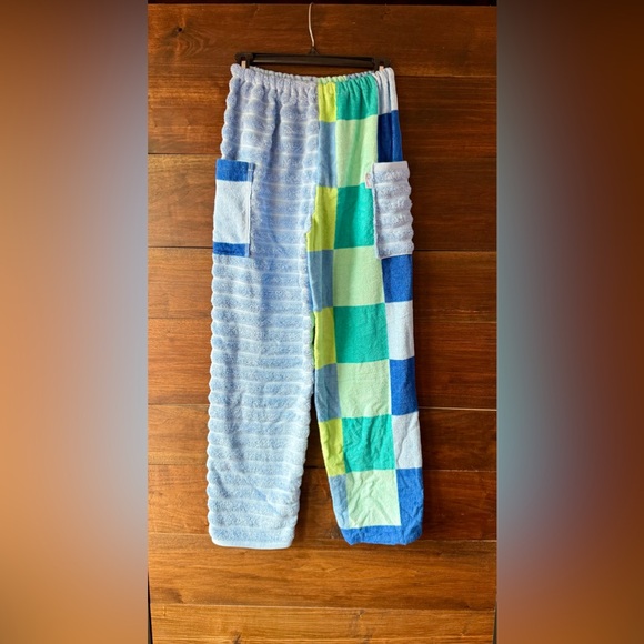 Towel pants blue and green checker print - Picture 2 of 4